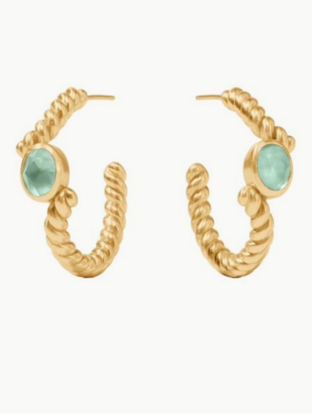Julie Vos Nassau Stone Hoop Earrings, Iridescent Aquamarine Blue